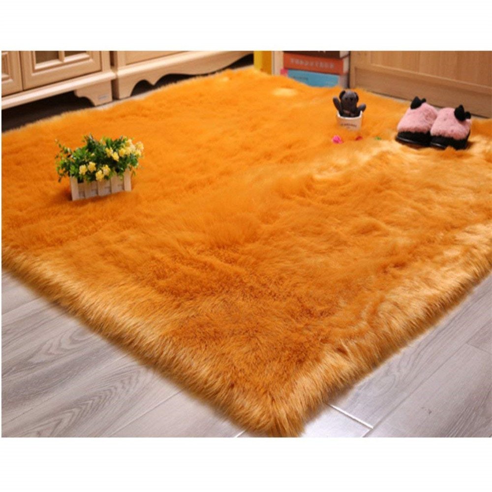 Square Faux Fur Sheepskin Area Rug Baby Bedroom Fluff Floor