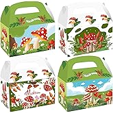 Cieovo 24 Pack Mushroom Party Paper Gift Boxes, Mushroom Party Goodie Candy Bags Kraft Treat Paper Boxes for Forest Plant Mushroom Theme Game Baby Shower Favors Birthday Party Supplies Decoration