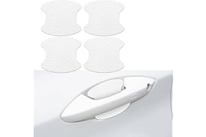QZTYTY 4PCS Car Door Handle Cup Scratch Protectors, Carbon Fiber Anti-Scratches, Universal Fit, White, Carbon Fiber Finish