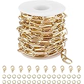 Jabogrii 5 Meters Gold Paperclip Chain Bulk Aluminum Chain for Jewelry Making DIY Jewelry Making Chains Jewelry Making Supplies
