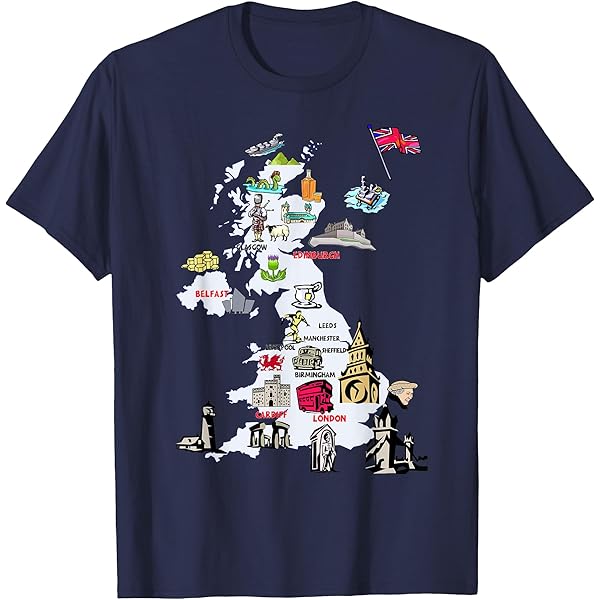 Amazon.com: England united kingdom map t-shirt,cities flag