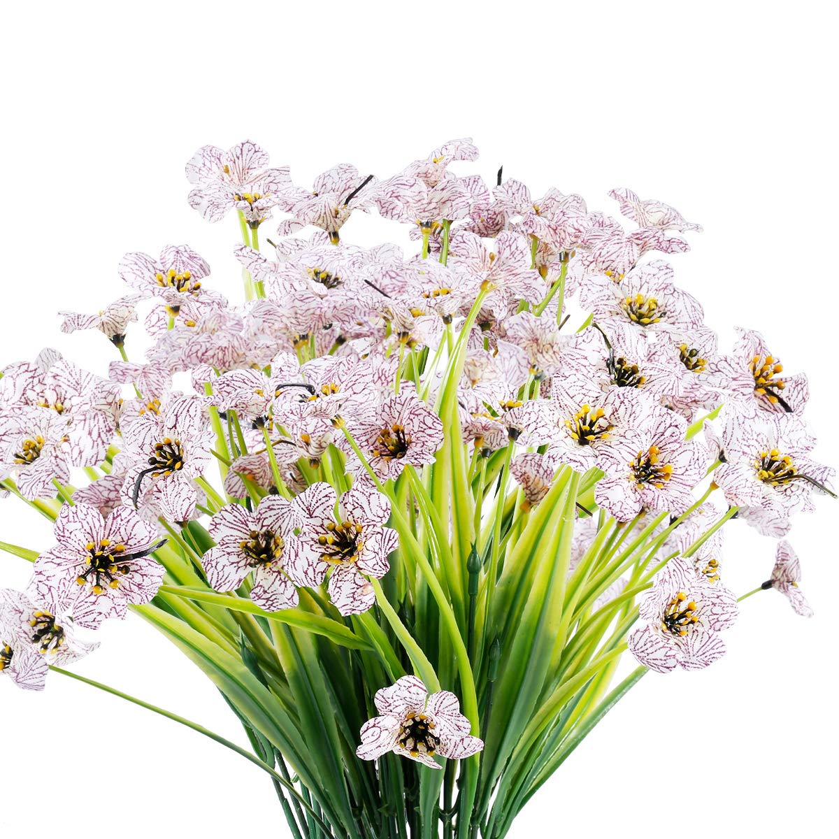 JEMONG 12 Bundles Artificial Flowers Outdoor UV Resistant Fake Flowers No Fade Plastic Plants Garden Porch Window Box Decorating (White)