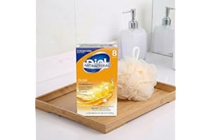 Antibacterial Gold Soap Bars, 8 Count with Premium Bath loofah sponge