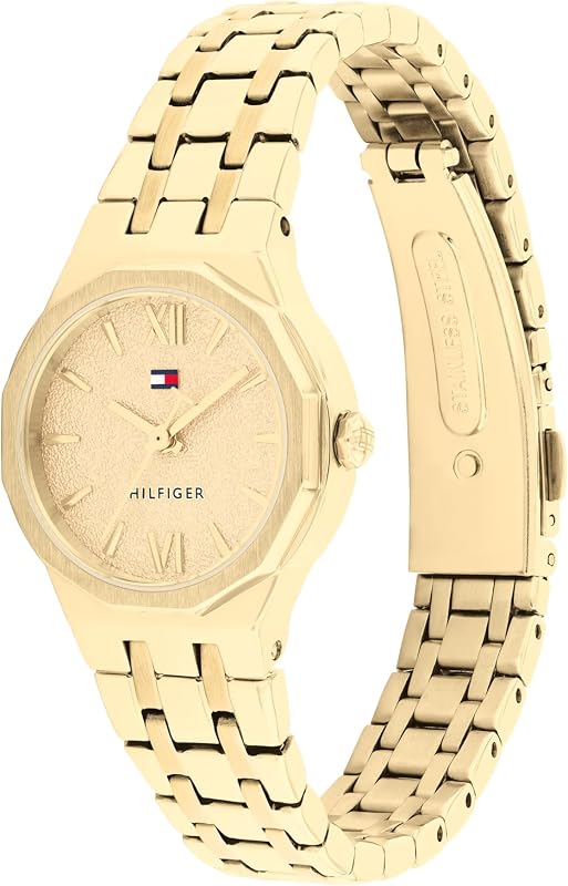Relógio de movimento de quartzo de três mãos com bracelete de aço inoxidável dourado - 1782886