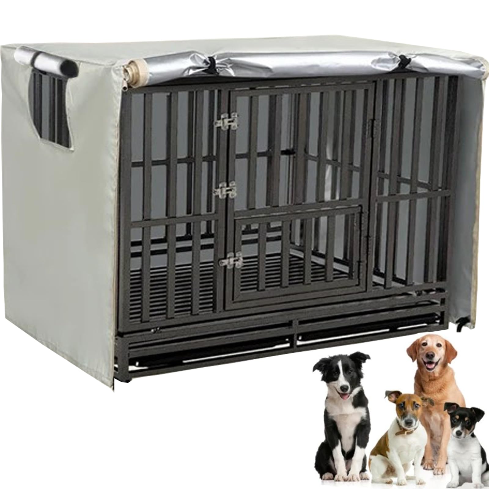 VADO VLTRA Dog Crate Cover, Warmer Outdoor Dog Cage Cover Polyester Large Kennel Cover with 1 Breathable Window&1 Front Opening Universal for 48 inches Wire Cage