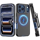 TMIDVFV Compatible with iPhone 17 Pro Case, with Belt Clip Holster Heavy Duty Rugged Shockproof Magnetic Wireless Charging Full Body Protection Kickstand Cover for iPhone 17 Pro Phone（Black+Blue）