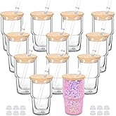 Maucircol 4 Oz Mini Glass Snowglobe Tumbler, 12 Pack Pre-Drilled Double Wall Mini Shot Snow Globe Tumbler Cup For Glitter Snow Globe Diy