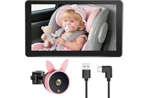 Babyvue BV4 USB Car Baby Camera, 7" 1080P HD Screen, Clear Auto IR Night Vision Back Seat Camera, Easy Install & Adjustable B