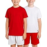 RBX Active Boys Short Sets - 4 Piece Dry Fit Performance Crewneck Short Sleeve T-Shirt and Shorts Boys Athletic Sets (8-20)