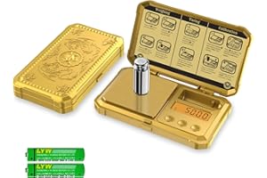 HEMUJIA Digital Gram Scale with Capacity 200g x 0.01g Precision with 50g Calibration Weight. Skull of Pirate-Embossed, Backli