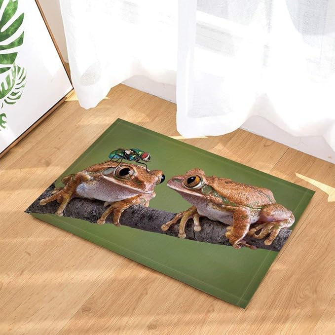 Frog Bath Rugs by Creativity Funny Frog and Fly On Branch15.7x23.6 inch Kitchen Bedroom Front