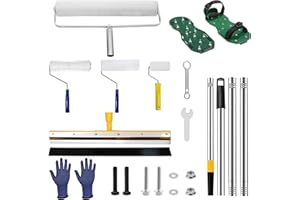 BERXOL Self-Levelling Cement Tool Kit, Epoxy Floor kit, Spike Roller for Self Leveling, Spike Shoes, Adjustable Extension Pole, Stainless Steel Scraper, Floor Leveling Tools