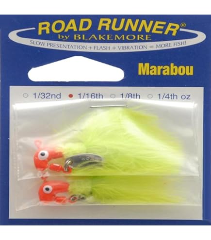 10 Jig Marabù Non Legati A Mano Per Trota, Steelhead, Crappie – 1/32 Oz – Colore Giallo