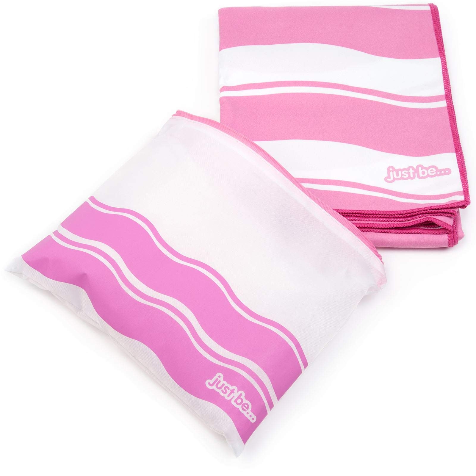 just be... Microfibre Beach Towel Gym Towel - Lightweight Compact Swimming Quick Dry Towel Anti-Sand - Beach Towels for Adults and Kids - Pink XX Large 200x90cm