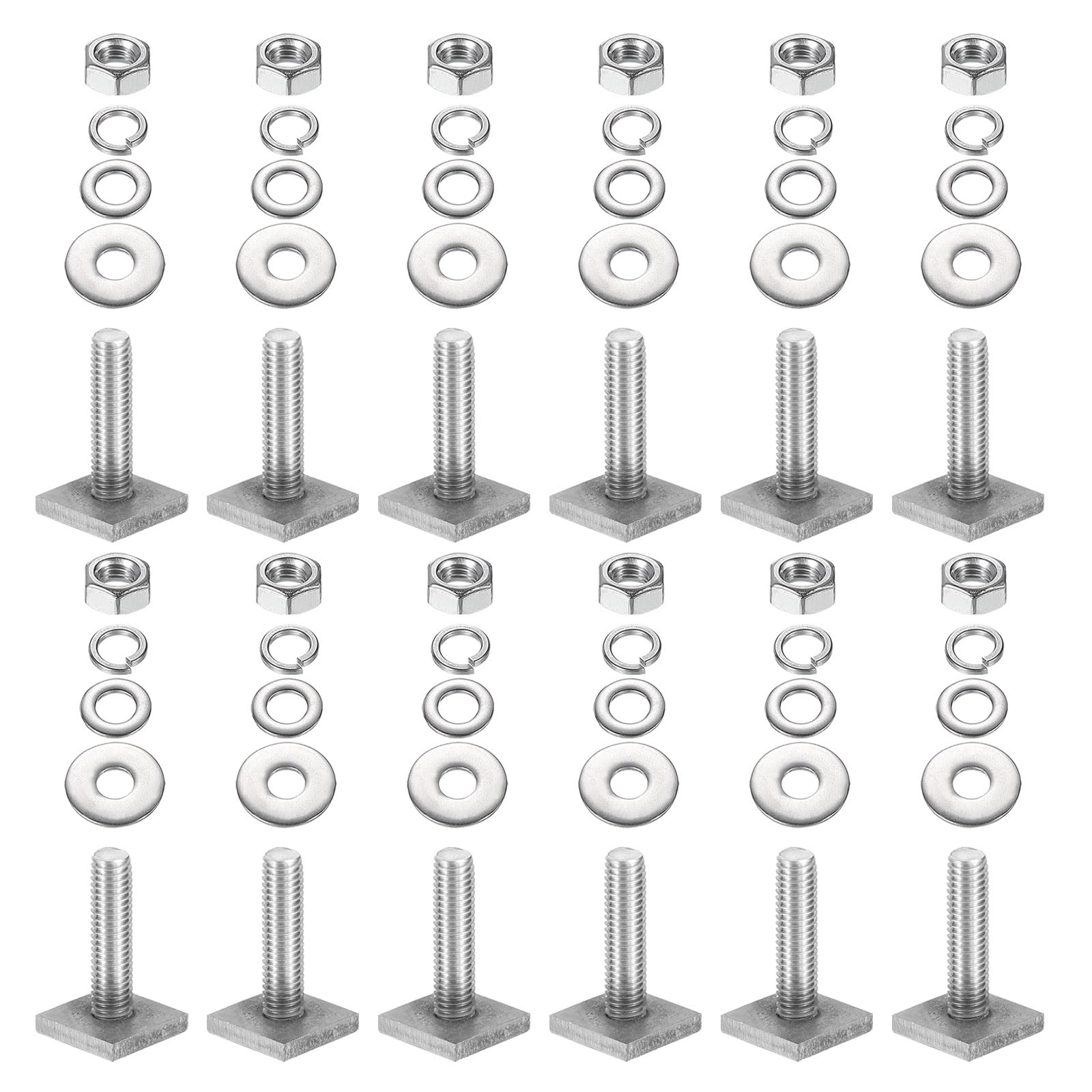 PATIKIL T Slot Bolts M8 x 30mm, 12 Set Square Head T Bolts Roof Rack Stainless Steel T Track Bolts with Nut Washers for Bike Ski Kayak Rack
