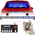 TeddyTT Emergency Strobe Police Lights Bar Directional Traffic Advisor Warning Strobe Flash Lights for Vehicles Accessories Suction Mounting Bracket 27 Inch 6 Panel Led Wireless Remote Control Blue