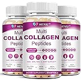 Multi Collagen Peptides Softgel for Women & Men - Type I, II, III, V, X - Hydrolyzed Collagen Peptides with Biotin, Vitamin C & Hyaluronic Acid - Support Skin Hair Nail & Joint - Non GMO, 180 Softgel