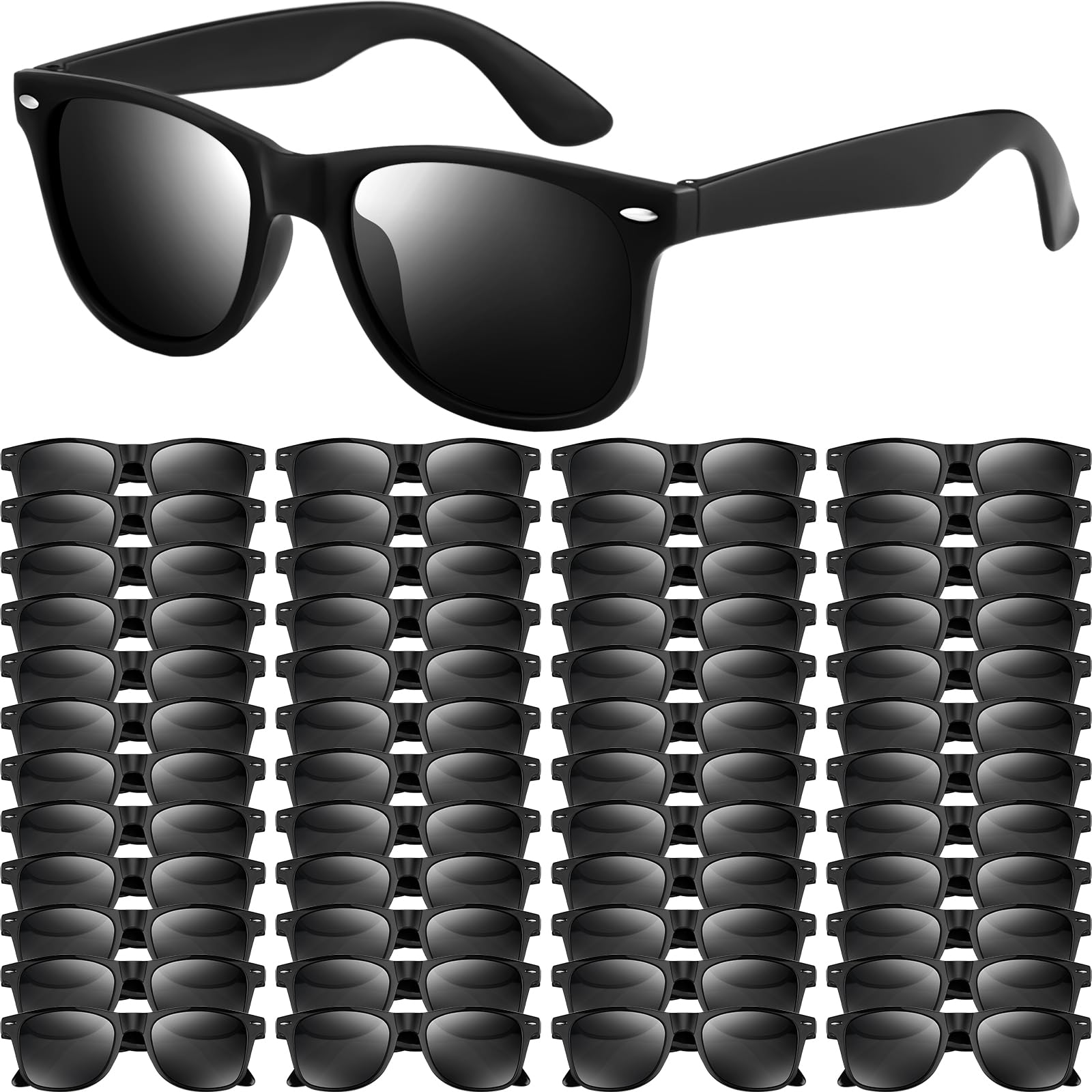 Photo 1 of NEBURORA 12 Pack Black Sunglasses Bulk Retro Black Shades Party Sunglasses for Adult Men Women Summer Beach Party Accessories