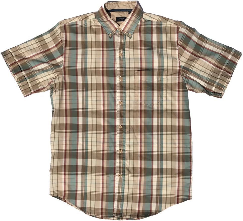 Men's Short Sleeve Madras Shirt (Small, Nomad)