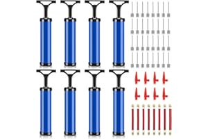 Chumia 8 Sets Ball Pump with Needle Nozzle Hose Kit, 10 Inch Hand Pump Manual Soccer Pump Handheld Ball Inflator Pump with Needle Inflation Devices and Accessories with Extension Hose for Sports