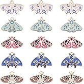 SUNNYCLUE 20PCS 5 STYLES Moth Charms Gothic Charms Bulk Enamel Butterfly Halloween Alloy Metal Animal Insect Lucky Charms Bulk for Jewelry Making Charms Diy Earrings Bracelet Necklace Craft Supplies