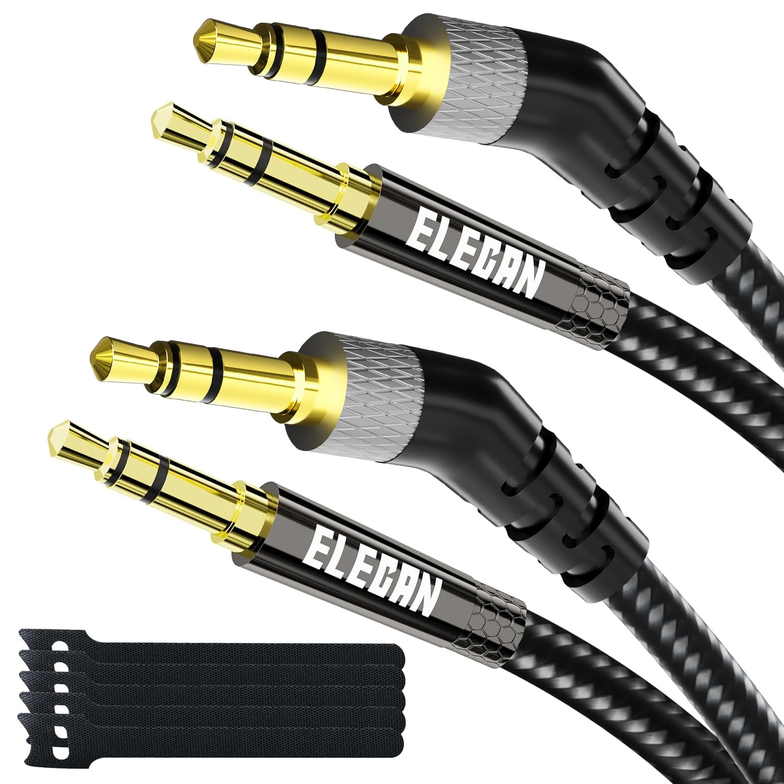 Photo 1 of Elecan 135 Degree 1/8 Inch 3.5 MM AUX Cable Headphone Cord Wire 2 Ft