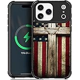 Zeggi for iPhone 17 Pro Max Case with Cross American Flag Four Corner Airbag Protection Design Soft Silicone Frame Personalized Pattern Case Compatible with iPhone 17 Pro Max for Men