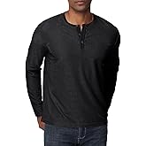 KateModa Men's Henley Shirts Long Sleeve Waffle Casual Pullover T-Shirts Basic Textured Button Lightweight Shirts Top