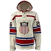 Miracle on Ice US Hockey Shield Logo Official Embroidered Vintage White Lace Hoodie - Youth