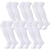 Hicarer 6 Pairs High Baseball Socks over Knee Football Softball Sock Youth Combo Long Sport Men Tube Socks Women