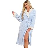 HEARTNICE Womens Hooded Plush Robes Soft Warm Long Bathrobe for Women Fluffy Winter Loungewear