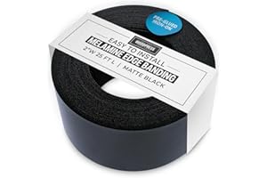 WoodPress® 2 inch Matt Black Melamine Edge Banding, Pre-Glued Veneer Tape – 25 ft Roll - Iron-On for Easy DIY Application – Will Cover The Edge of a Standard 8' x 4' MDF Panel