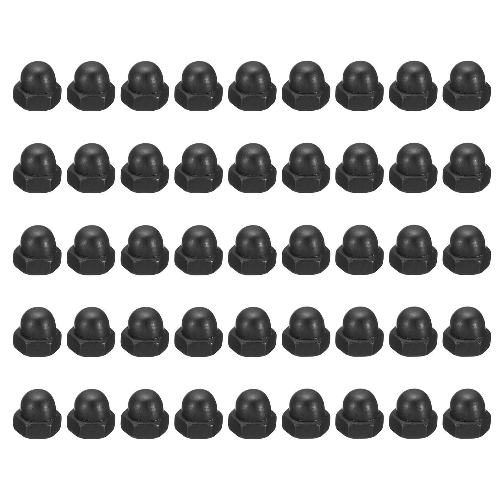 PATIKIL M6x1 Acorn Hex Bolt Covers, 80 Pcs Dome Head Carbon Steel Hexagon Decorative Cap Nuts for Home Repair, Industrial Equipment Fasteners, Black