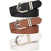 UnFader Pack 3 Women Belts for Jeans Pants, Fashion Gold Buckle Leather Belts