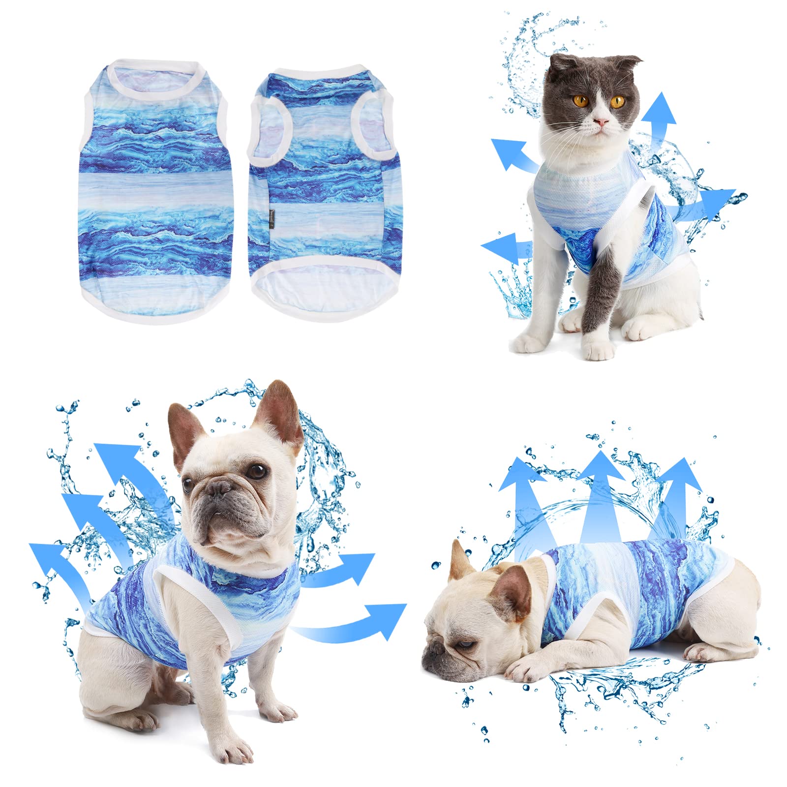 Lyneun Dog Cooling Vest, Breathable Pet Cooling Vest, Evaporative Comfortable Dog Cooling Coat, Summer Dog Cooling Jacket for Outdoor Hiking Training (Blue, L)