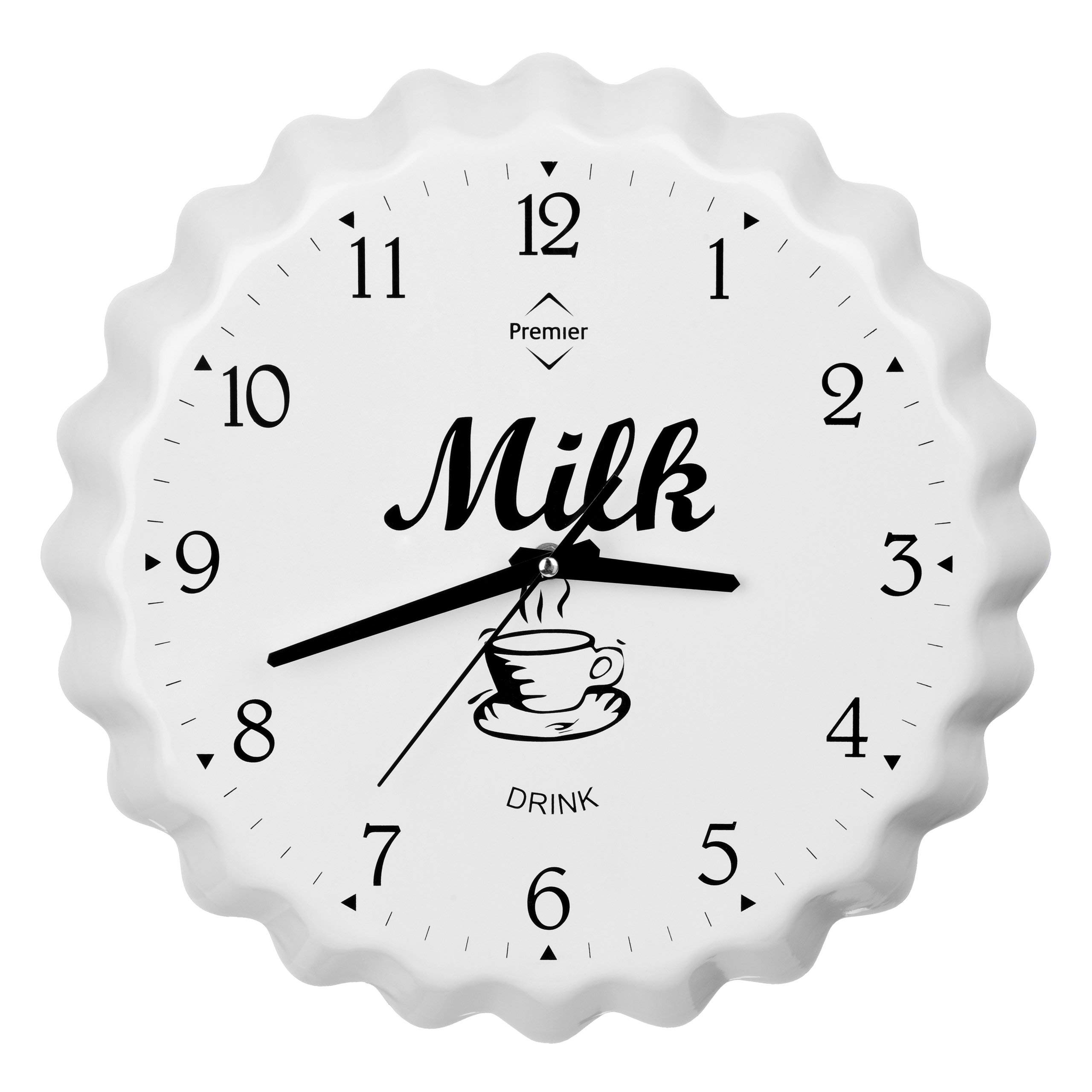Premier Housewares 2200629 Milk Bottle Cap Wall Clock - White