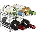 Lifewit Plastic Stackable Wine Rack for Refrigerator, Cabinet, Countertop,Wine Bottle Holder, Water Bottle Organizer for Fridge, Pantry, Hold 4 Bottles