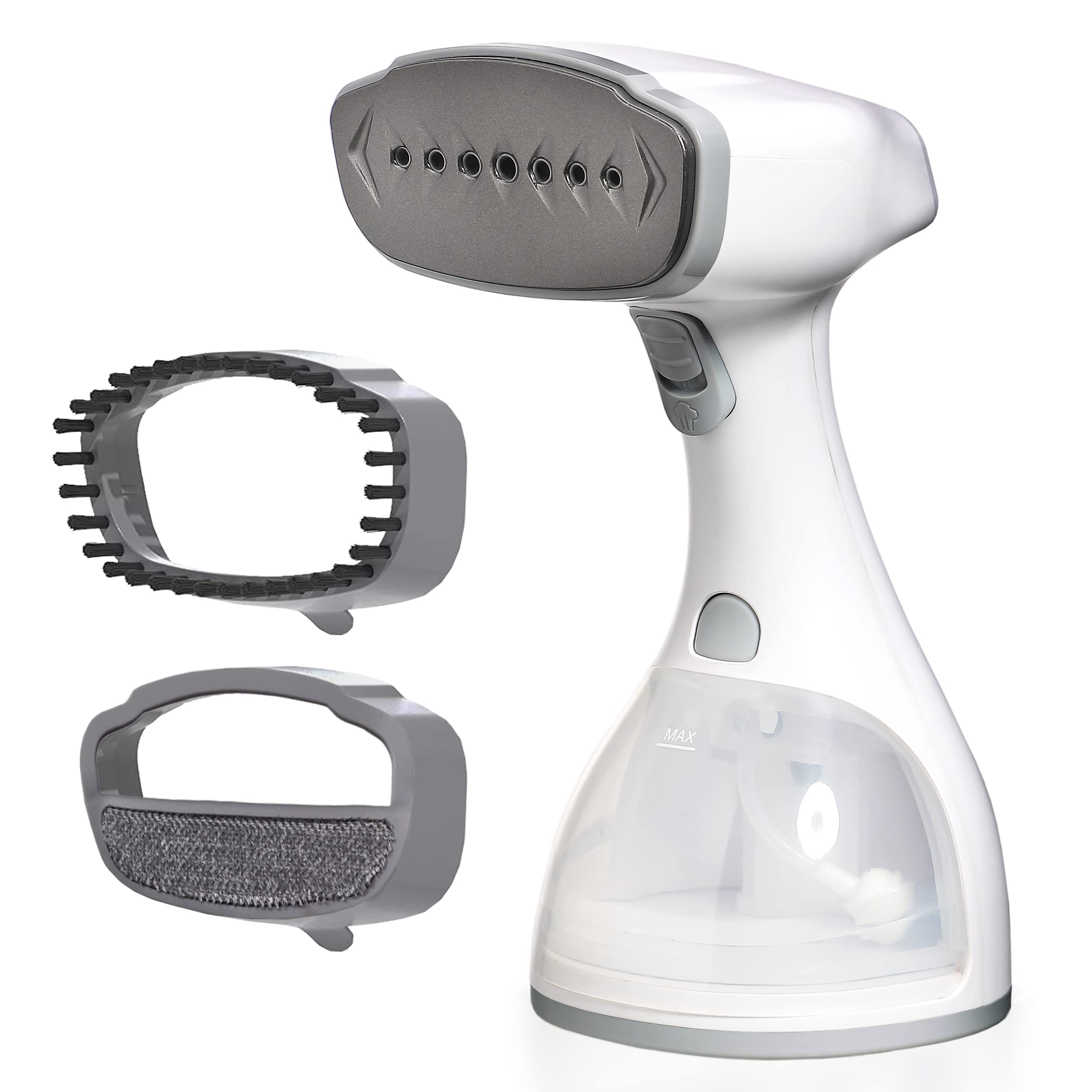 LEBENLANG Portable steamer for clothes - 1500W & 10 oz incl. ironing glove & attachments I Clothing steamer handheld I Travel garment steamers Plancha a vapor para ropa Planchas de vaporizador Fabric