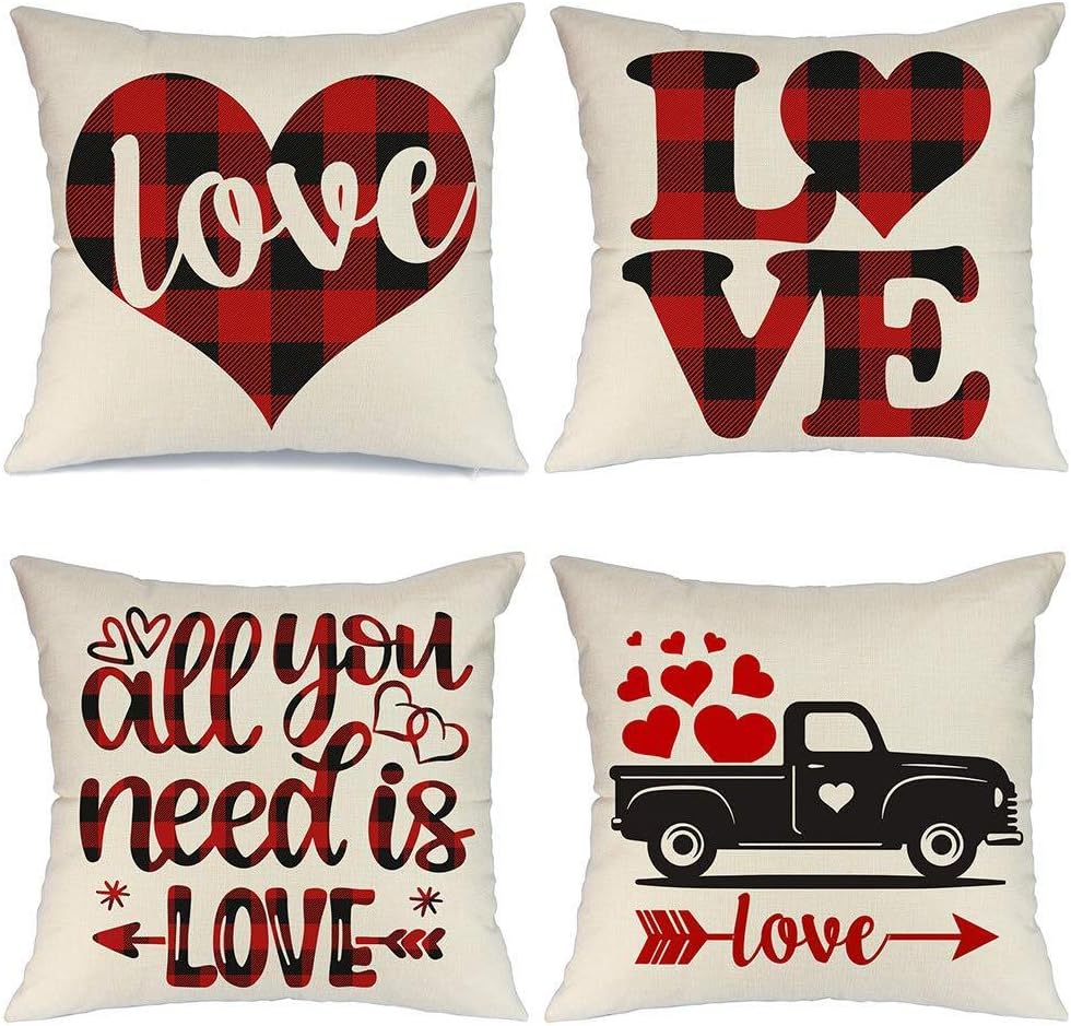 SiegenPro Throw Pillow Covers Cases 45 x 45cm Love Heart Home Decor Throw Pillow Case Covers 18 Inches Sofa Couch Pillow Cover Cases (45cm)