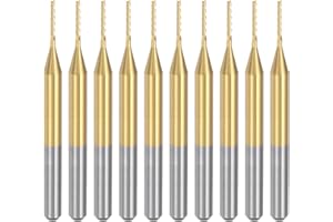 uxcell 10Pcs 0.8mm Titanium Coat Carbide End Mill Engraving Milling Cutter CNC Router Bits for PCB Machine, 1/8" Shank