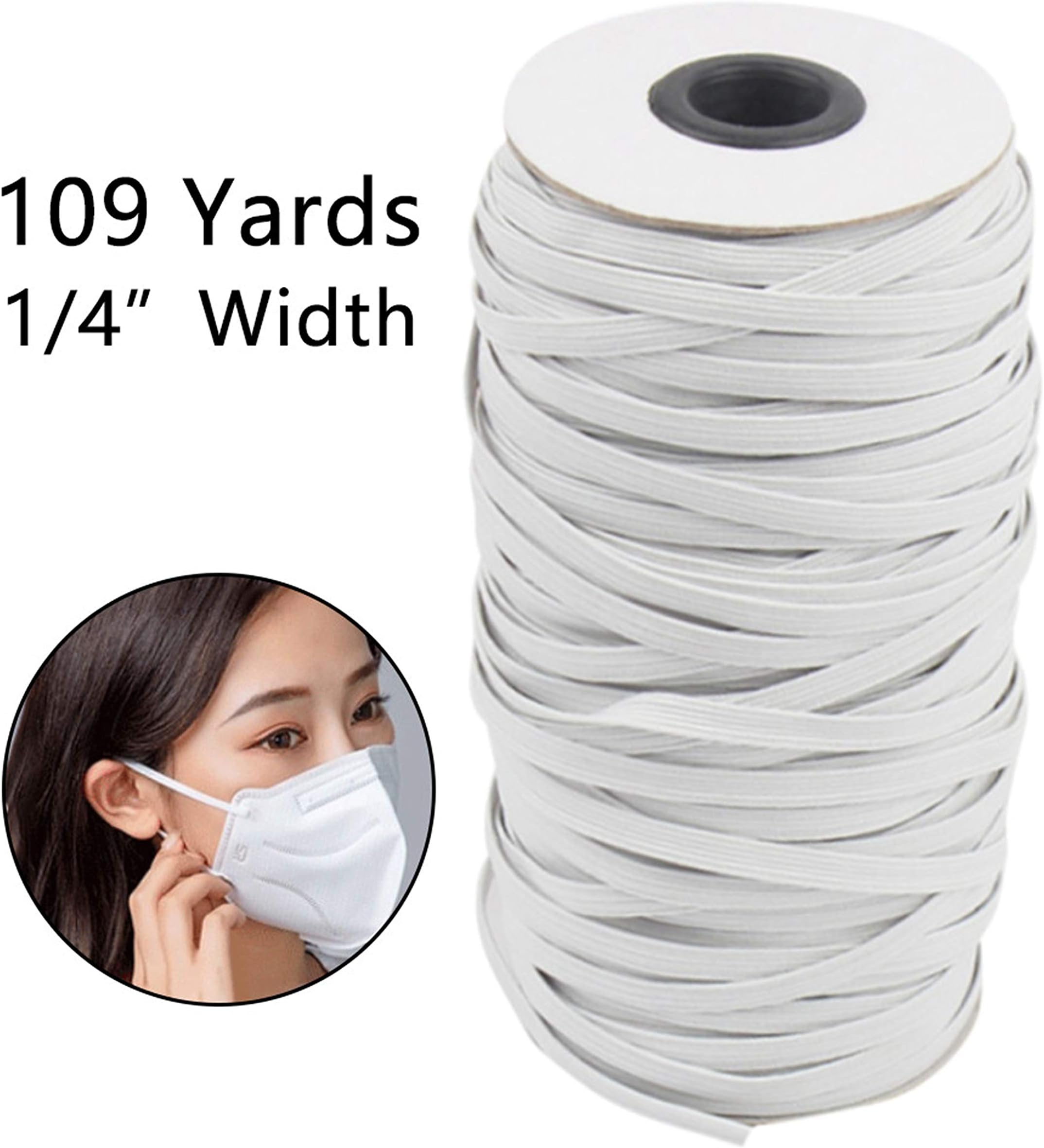 Holshop 1/8 inch Elastic Cord Heavy Stretch String Braided Elastic Band/Elastic Rope 109 Yard Sewing Elastic Spool for Jewellery Making, Beading (White- (6mm,100m))