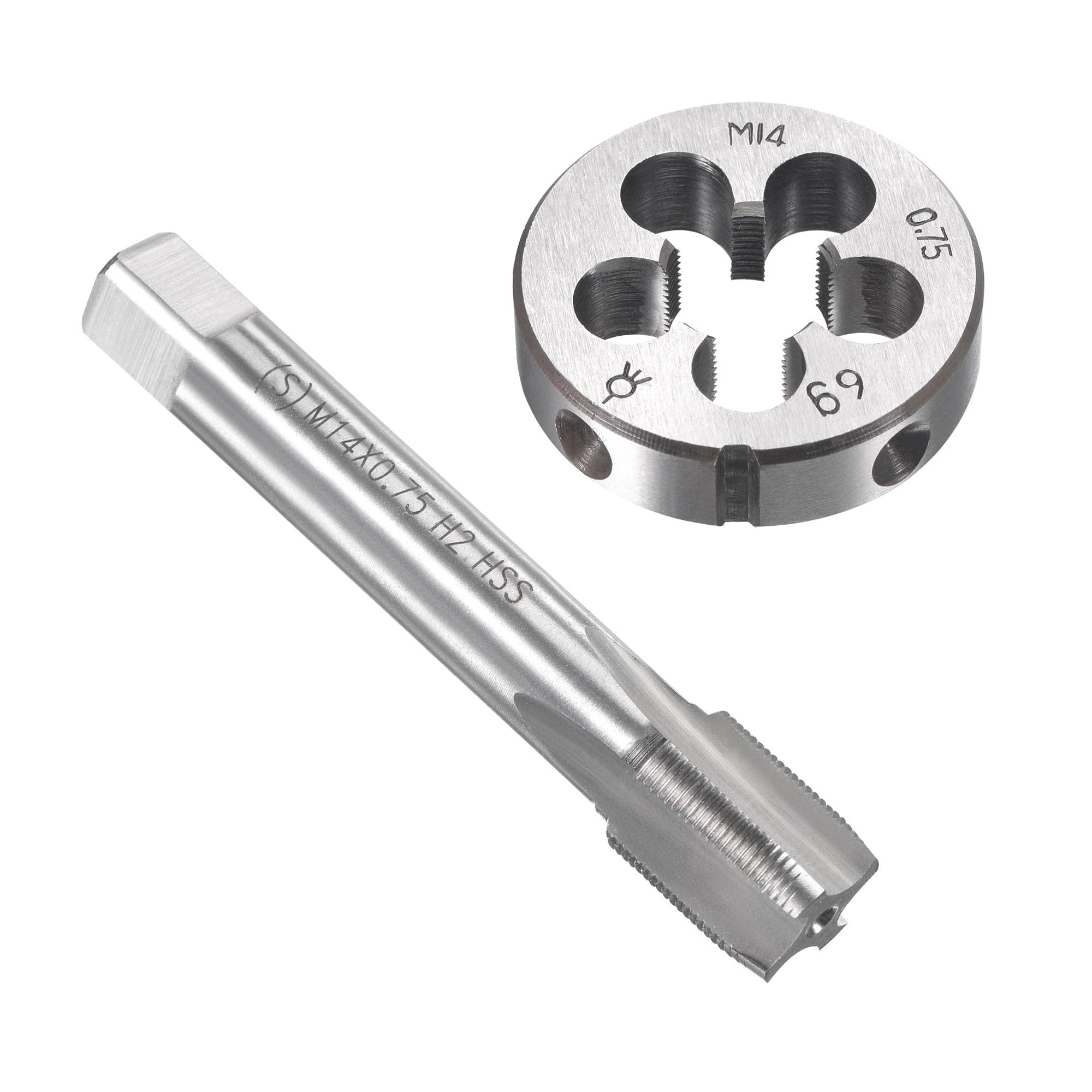 Unifizz M14 x 0.75mm Metric Tap and Die Set, Machine Thread Screw Tap with Round Threading Die, Tap & Die Kit for Nut Screw Bolt Thread Repair