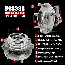 Pair 513335 Front Wheel Bearing Hub Assembly