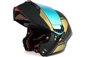 ORTHRUS DOT Approved OTS Flip-Up Dual Visor Motorcycle Full Face Helmet with LED Spoiler