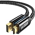 4K DisplayPort to HDMI Cable 3.3FT, JSAUX DP to HDMI Video UHD 4K@30Hz/2K@60/1080P@120 Nylon Braided DP to HDTV Uni-Directional Cord for Dell, Monitor, Projector, Desktop, AMD, NVIDIA, Lenovo,HP-Black