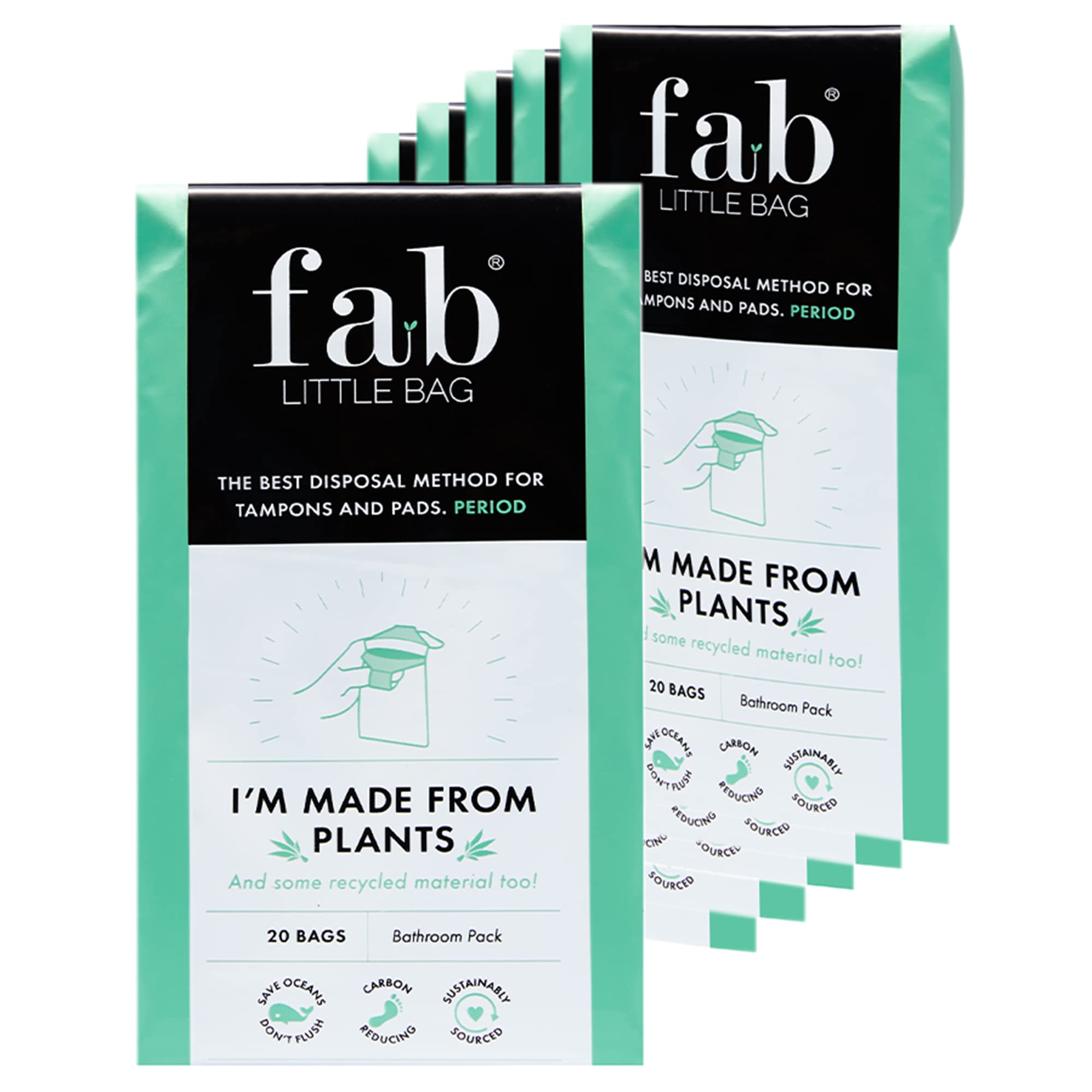 Fab Little Bag Sanitary Disposal Bags for Tampons, Ladies Sanitary Pads, Sanitary Towels, Panty Liners, Feminine Hygiene Products - No Mess, No Odour, Sealable - Pack of 125 Tampon Disposal Bags