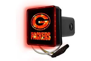 FANMATS NFL - Green Bay Packers Light Up Hitch Cover | Black | Fits All 2 in. Class III hitches | Oval G Primary Logo