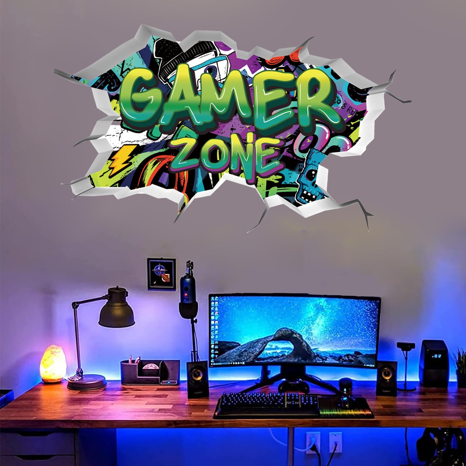 TOARTi 3D Game Wall Stickers Green Gamer Zone 3D Wall Stickers for Gamer Bedroom Accessories Gaming Vinyl Wall Decal Video Game Removable Wall Art playroom Decor for Teens(Green) — image 1