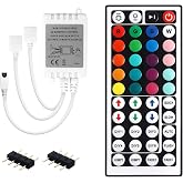 Ruirui Dual Outputs 44 Keys IR Remote Controller 4 Pin 2 Ports RGB Control Box RGB LED Strip Light Controller with WirelessReceiver for RGB 5050 3528 LED Strip Lights