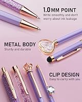 WEMATE 8Pcs Purple Ballpoint Pens Set with Crystal Diamond Design view 6